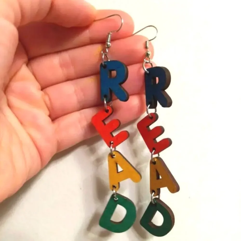 Colorful Read  fun dangle earrings For Kids And Adults